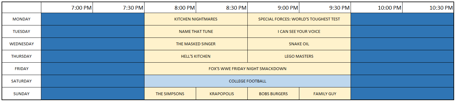 Fox Fall Schedule